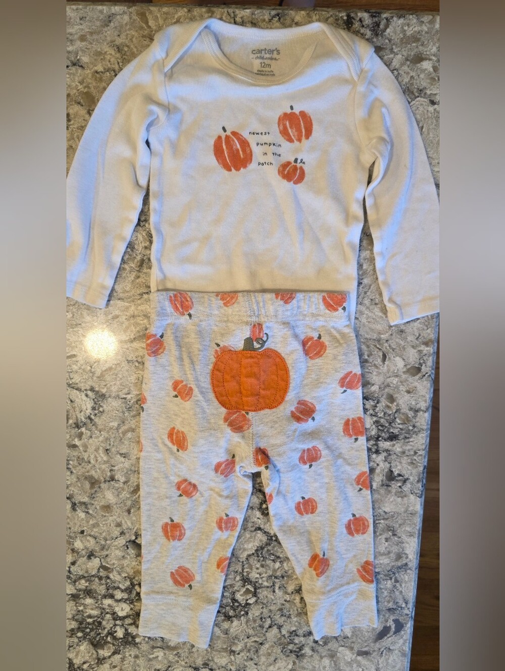 Carter's 12M Pumpkin Patch Two-Piece Set - Cream & Orange